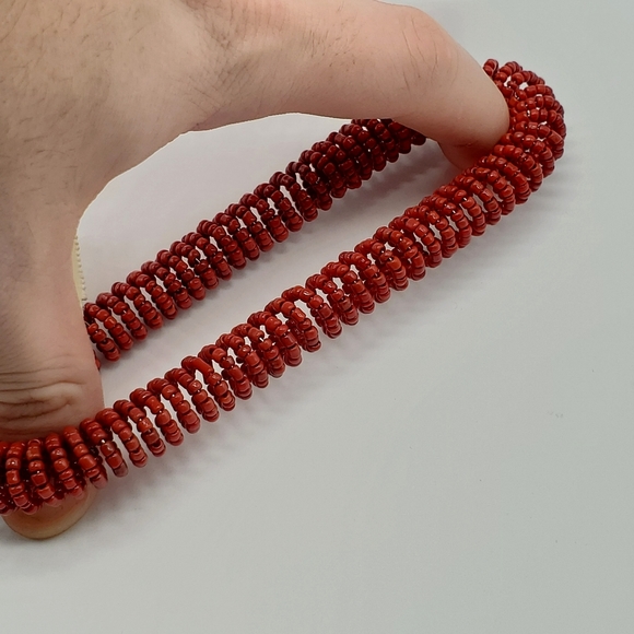 Catherine Stein Designs Red Seed Bead Spiral Stretch Bracelet Bohemian Coastal - Picture 5 of 6